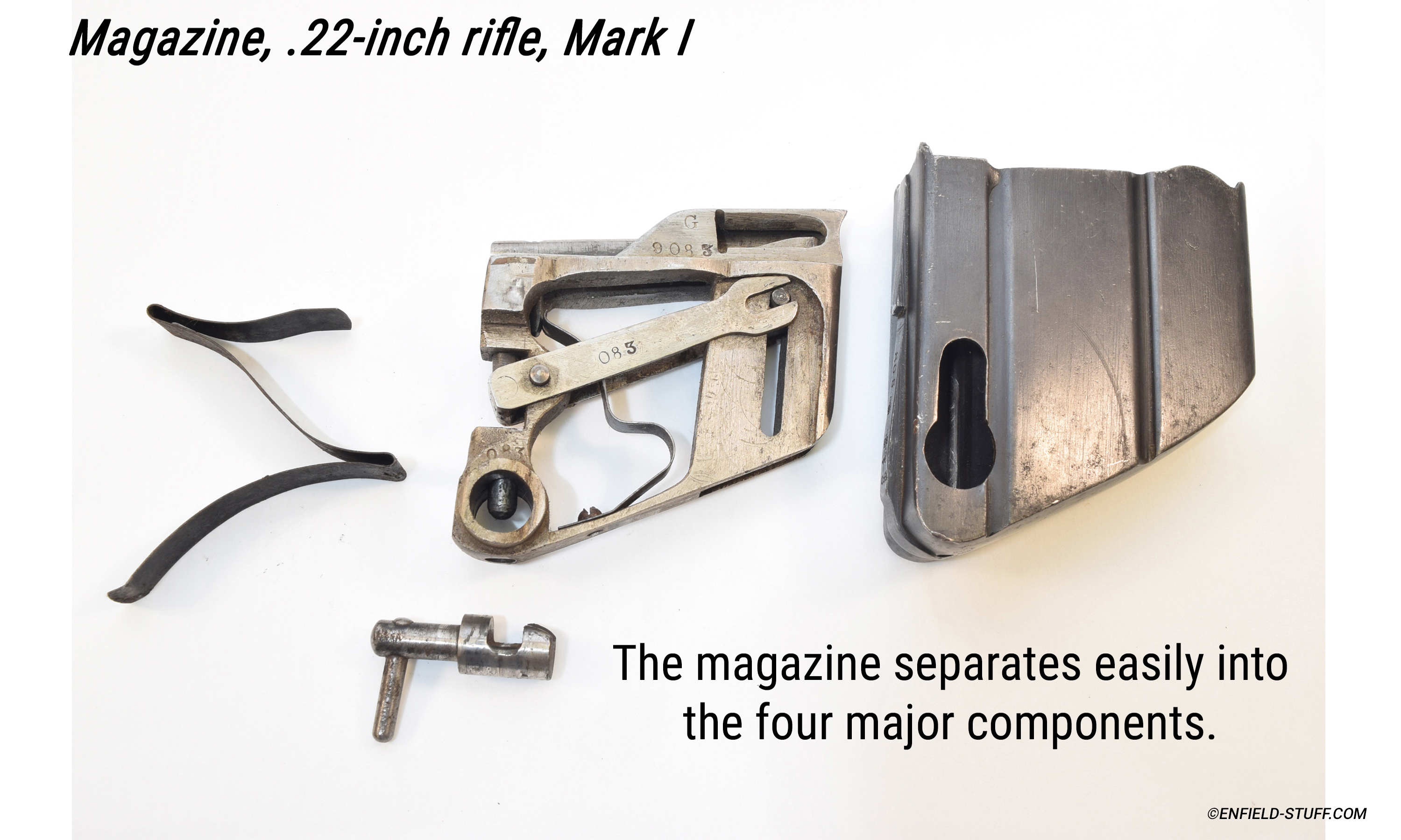 View of disassembled Parker-Hiscock Magazine.  The webpage includes a link to a YouTube video.